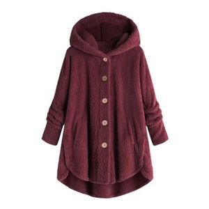 Oversized Plush Hooded Jacket SIZE 18-2X